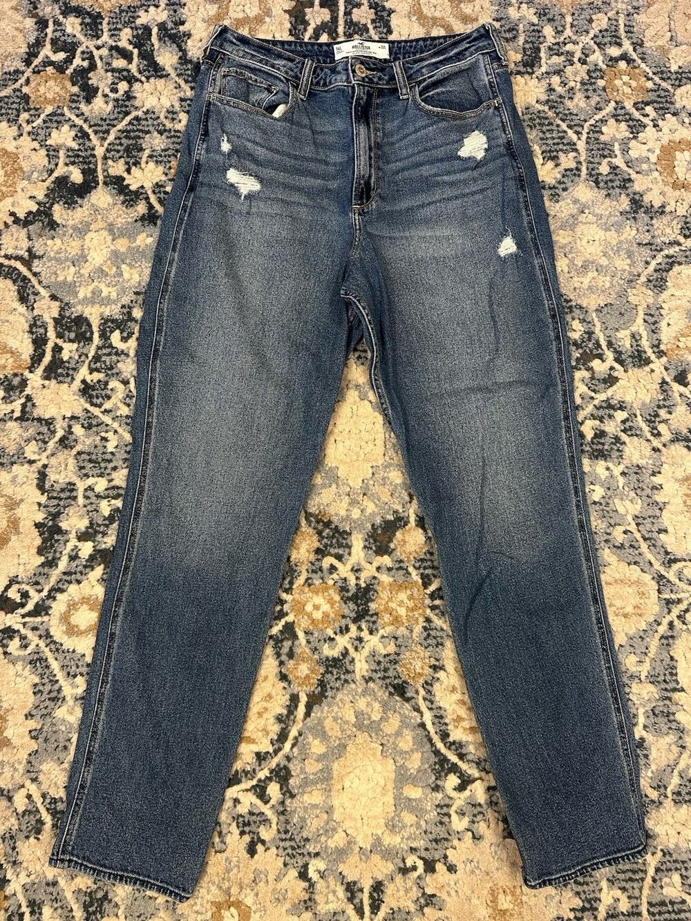 Hollister Curvy High-Rise Mom Jean Vintage Stretch Size 14L/32L Distressing Boho